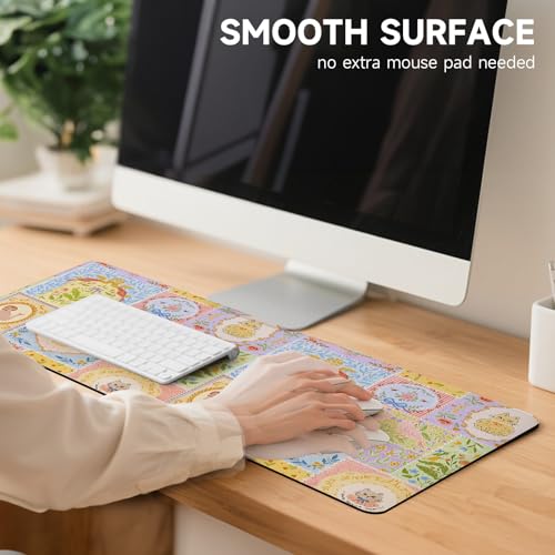 AUPET PU Leather Desk Pad Protector Blotter, Animal 35 x 17in Large Mouse Pad,Cute Office Desk Mat,Waterproof Non-Slip Desk Writing Drawing Pad for Office Home Game (Coffee Dogs) - color: Cat Queen