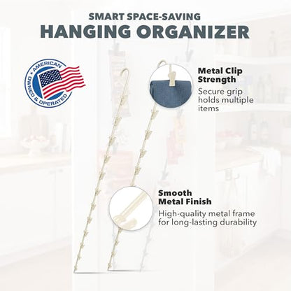 LOLA Clip Strip @ Home Metal Hanging Organizer with 12 Hooks for Pantry, Kitchen, Garage – Holds Snacks, Tools, Keys – Easy to Install, 1 Pack - color: Off-White