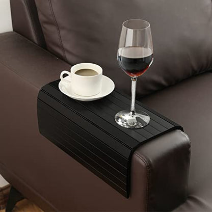 GEHE Sofa Arm Tray Table - Flexible/Foldable Couch Arm Table Perfect for Drink & Snacks (16.5" L x 13.25" W x 0.4" H, Black) - color: Black