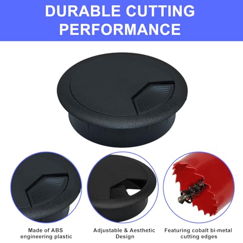 12PCS Desk Grommet,2Inch(50mm) Cable Grommet Hole Cover with Hole Saw,Ideal Solution for Office Home Table Cable Management Workers - size: 2"(50mm)