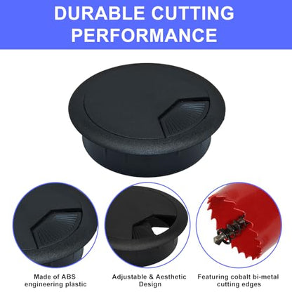 12PCS Desk Grommet,2Inch(50mm) Cable Grommet Hole Cover with Hole Saw,Ideal Solution for Office Home Table Cable Management Workers - size: 2"(50mm)
