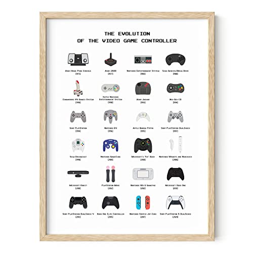 HAUS AND HUES Video Game Poster for Teen Boys - Gamer Wall Decor for Boys Bedroom Posters, Gaming Poster for Gamer Room Decor (Beige Frame, 12x16) - color: Controller, size: 12"L x 16"W, style: Beige Framed