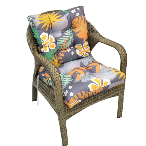 High Back Outdoor Chair Cushions Waterproof Outdoor Patio Chair Seat Pad and Back Floral Rocking Chair Cushion Thicken Chair Pads with Back and Ties,Non-Slip,Flower 41.7"*20.8" - color: Flower