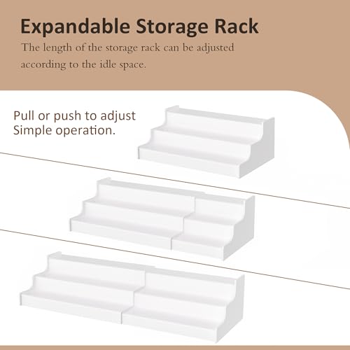 Sezanrpt Expandable Spice Rack Cabinet Organizer 3 Tier, White Kitchen Counter Display Shelf, Seasoning Organizer for Cabinet, Moisture Resistant - size: 3 Tier