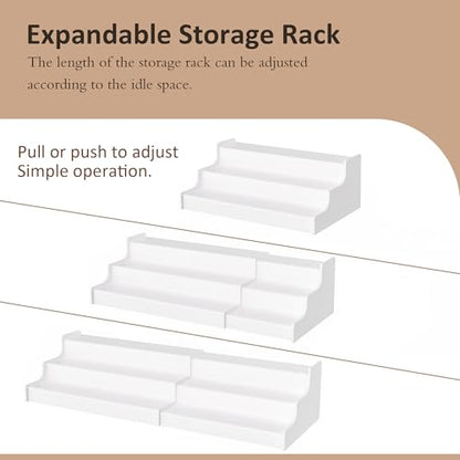 Sezanrpt Expandable Spice Rack Cabinet Organizer 3 Tier, White Kitchen Counter Display Shelf, Seasoning Organizer for Cabinet, Moisture Resistant - size: 3 Tier
