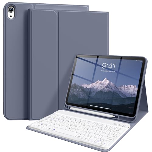 Keyboard Case for iPad (A16) 11th Gen 11 Inch 2025, iPad 10th Generation 10.9 inch 2022 with Pencil Holder, Wireless Keyboard and Slim Lightweight Soft Cover Auto Wake/Sleep, Purple - color: Purple