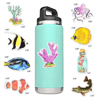 Ocean Stickers for Kids Summer Ocean Stickers for Water Bottles Laptop Vinyl Sticker(50 Pcs) - style: Ocean Stickers