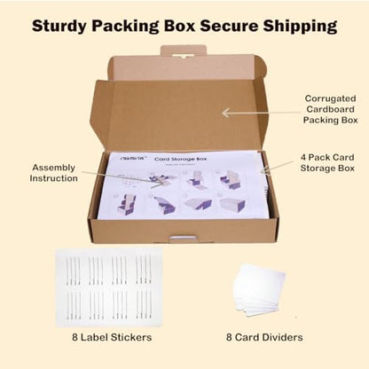 NUMINA 4 Pack 350 Small Card Storage Boxes, Heavy Duty Cardboard Game Card Organizer with Dividers for TCG, MTG, Sports & Trading Cards, Shipping Boxes for Collectors & Sellers - size: 6 in (4-Pack)
