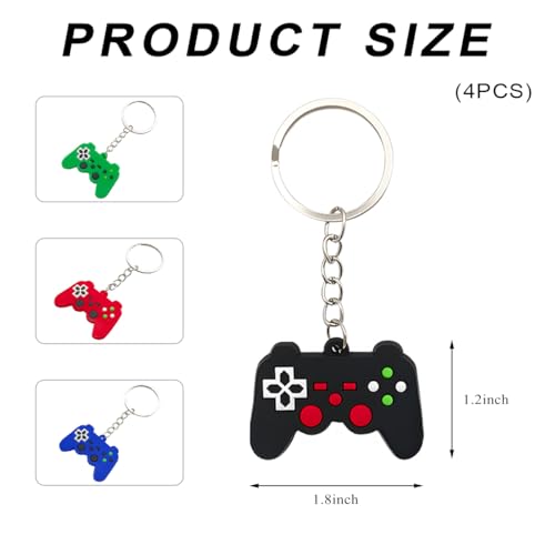 4PCS Video Game Controller Keychains, Mini Games Handle Keychain Pendant Favors, Games Controller Handle Key Ring Gift Charm for Women Men - color: 4pcs