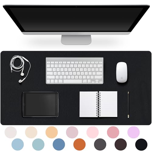 Leather Desk Pad Protector,Non-Slip Desk Pad,on-Slip PU Leather Large Mouse Pad,Easy Clean Desk Protecor Mat,Writing Pad for Office Work/Home/Decor(Black, 31.5" x 15.7") - color: Black, size: 31.5" x 15.7"