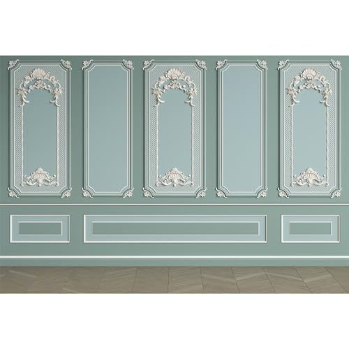 5x3ft Classic Sage Green Wall Backdrop Floor Royal Palace Wall Background for Photography Wedding Birthday Baby Shower Decoration Photographer Girl Bride Woman Portrait Studio Props - color: sage green, size: 5x3ft