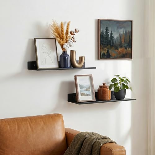 Z metnal Small Decor Shelves, Mini Floating Display Wall Shelf for Smart Speaker Collectables, Aluminum, Wall Mounted, Matt Black,12 x 5 inch,1ft Wide, 2 Pack - color: Black, size: 12 inch (2 Pack)
