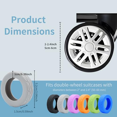 10Pcs Luggage Covers Silicone Silent Suitcase Protector for Luggage Office Chair Caste Upgraded Wear-Resistant Anti-Noise Shock Absorption Suitcase Wheel Covers Accessories for Travel Grey - color: Grey arrow