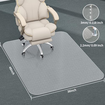Office Chair Mat for Carpet, 2PCS 36" X 48" X 0.09" Desk Chair Mat for Carpet Floors, Clear and Thick Rolling Computer Chair Mats with Non-Slip Studded for Home and Office Low Pile Carpets - size: 2 PCS-36" X 48" Carpet