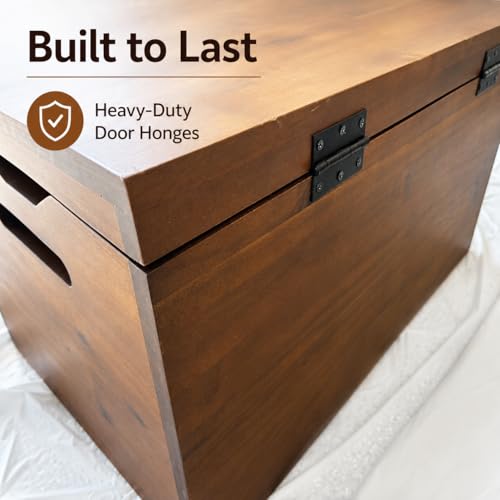 Blanket Storage Chest, Fully Assembled Solid Wood, Walnut Finish - color: Blanket Storage - Walnut