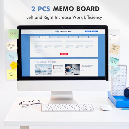 DOLLAR BOSS 2 Pcs 11" x 3.1" Transparent Acrylic Monitor Memo Board | Monitor Side Panel, Computer Screen Note Holder, Office Desk Accessories, Message Board for Sticky Notes, Fits PC & Laptop - size: 11''x3.1''-2pcs