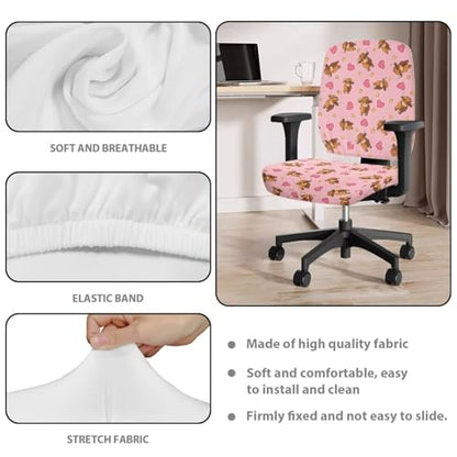 Highland Cow Office Chair Cover Dust Proof Computer Chair Seat Cover 2 Piece Dorm Computer Rotating Chair Slipcover Chair Padded Cover Anti-Slip Desk Accessories - color: Highland Cow Valentines
