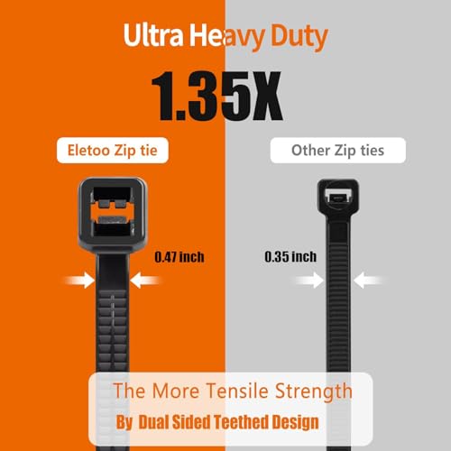 12 Inch Zip Ties Heavy Duty 100 Pack Black Large Cable Ties, 500 LBS Tensile Strength, Self-Locking UV Resistant for Indoor and Outdoor - size: 12-100PCS