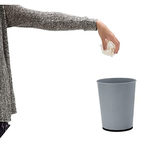 Bath Bliss 5 Liter Small Wastebasket | 2 Pack | Round Open Top | Trash Can | Bathroom | Bedroom | Kitchen | Office | Dorm | Disposal Waste Bin | Garbage | Grey - color: Grey, size: 2 Pack