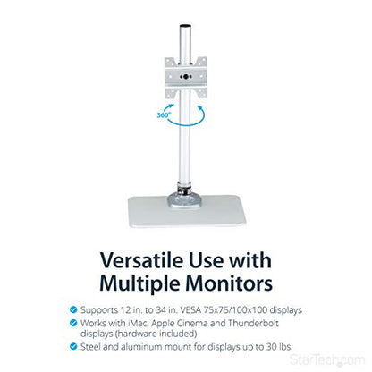 StarTech Single Monitor Stand 34in up to 30.9lb/14kg, Silver (ARMPIVSTND)