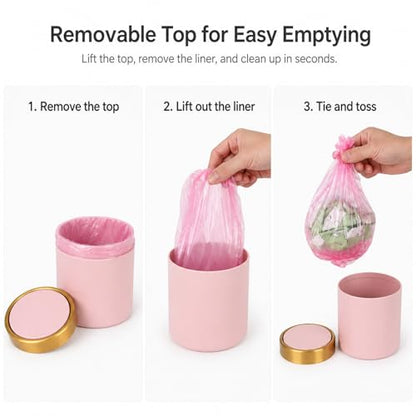 Mini Trash Can with Lid, Small Desktop Waste Bin with Swing Lid, 1.5L / 0.4 Gal Countertop Trash Bin for Desk, Vanity, Bathroom, Coffee Bar and Office, Pink - color: Pink