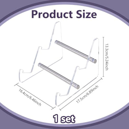 DICOSMETIC 2-Tier Acrylic Keyboard Display Stand Holder Clear Keyboard Storage Stand 6.46x6.89x5.24 Inch Transparent Mechanical Keyboards Holder for Tablet,Holds up to 2 Keyboards