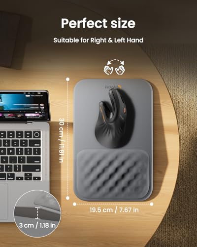 ProtoArc Ergonomic Mouse Pad with Wrist Rest, MP50 Mousepad with Massage Design, Soft Memory Foam and Non-Slip PU Base for Pain Relief, Desk, Home, Office, 12x8 Inches, Gray (Mouse Not Included) - color: Gray Lycra