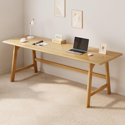 IOTXY Solid Wood Writing Table - 72" W x 24" D Minimalist Long Computer Desk for Home Office, Work, Study, Creativity, and PC Workstation, Oak - color: Oak, size: 72" W