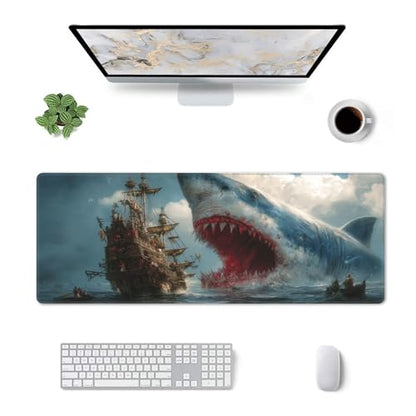 Fish Mouse Pad Extended Large Gaming Mouse Pad XL Stitched Edges for Gamer Home Office 31.5 X 11.8 Inch - color: Fish