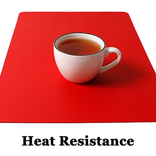 Wipeable Placemats Leather Table Mats Waterproof Heat-Resistant Easy to Clean for Dining Table Set Kitchen Table (4, Red) - color: Watermelon Red, size: set of 4