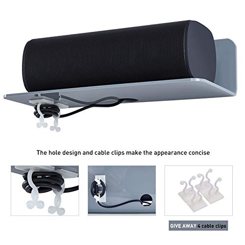 OAPRIRE Grey Acrylic Floating Shelves Set of 2 - Easily Expand Wall Space - Small Wall Shelf with Strong Adhesive for Bathroom, Bedroom, etc - color: Grey