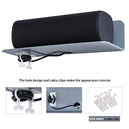 OAPRIRE Grey Acrylic Floating Shelves Set of 2 - Easily Expand Wall Space - Small Wall Shelf with Strong Adhesive for Bathroom, Bedroom, etc - color: Grey