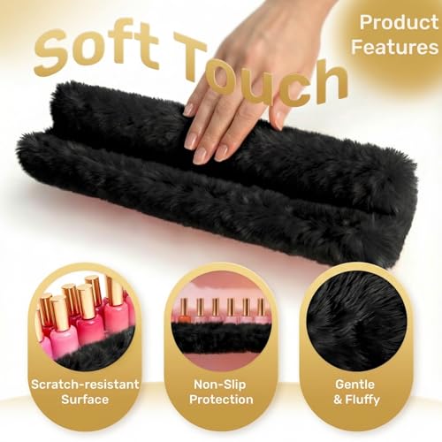Care&More YJ 15 Inch Nail Polish Shelves, 4-Pack Fuzzy Display Nail Polish Rack for Storing Nail Bottles, Sunglasses, Essential Oils, Plush Soft Black - color: Black
