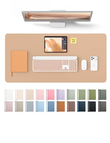 YSAGi Leather Desk Protector, Office Mat, Large Mouse Mat, Non-Slip PU Leather Blotter, Laptop Desk, Waterproof Writing Pad for Office and Home (Latte, 35.4" x 17") - color: Latte, size: 35.4" x 17"
