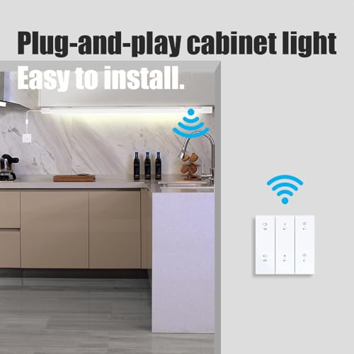 LED Tube Light Fixture with Plug Under Cabinet Lighting Dimming and Color With Remote wireless wall switch 16 inch 15W 1500LM 3000-6500K adjustable LED Tube Light Fixture for Cabinet Closet Office - size: 16 inch