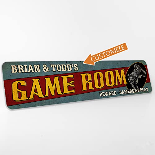 Chico Creek Signs Personalized Game Room Sign Gamer Room Décor Custom Sign Boys Room Gaming Accessories Gift 4x18 104182002038 - size: 4" x 18" - Matte