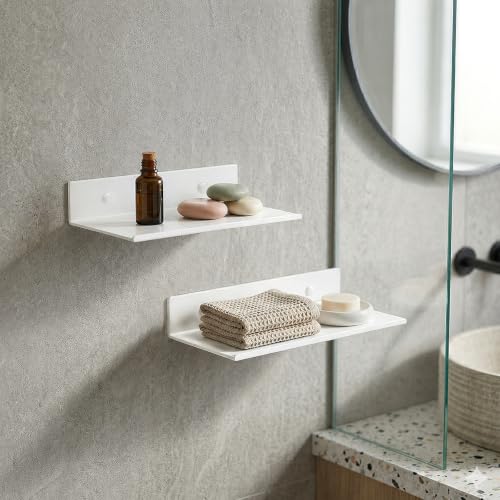 Z metnal Small Floating Shelves,Mini Display Shelf for Phone Ceiling, Slim Narrow Lack Wall Shelf, Aluminum, Wall Mounted, White, 8 inch, 2 Pack - color: White, size: 8 inch (2 Pack)