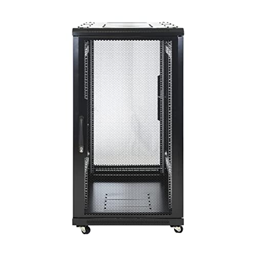 Aeons 22U Professional Network Server Rack Cabinet Enclosure 1000mm 39.5" Deep Computer Electronics Data Equipment Rack Vented Door Server-Depth Black (Pre-Assembled) - style: 22U-44"D-24"W [Vented]