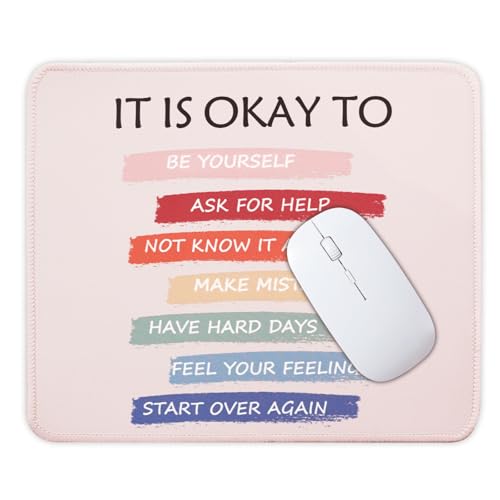 Mouse Pad for Desk with Stitched Edge, Premium Cute Washable Mouse Pads. Computer Mousepad with Non-Slip Rubber Base, Mousepads for Laptop, 9.25x7.75x0.12 inch (It's OK) - color: It's OK