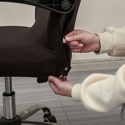Melaluxe Office Chair Cover - Universal Stretch Desk Chair Cover, Computer Chair Slipcovers (Size: L) - Coffee - color: Coffee, size: Large Chair Cover
