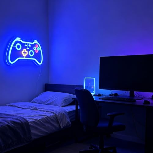 Gamer neon sign for teen boy room decor,Blue Neon Signs with USB and Dimmer switch,Gamer Neon Signs for wall decor,man cave,game room,kids,gift - size: gamer-blue