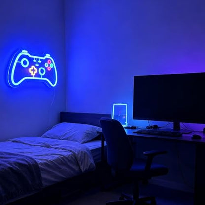 Gamer neon sign for teen boy room decor,Blue Neon Signs with USB and Dimmer switch,Gamer Neon Signs for wall decor,man cave,game room,kids,gift - size: gamer-blue