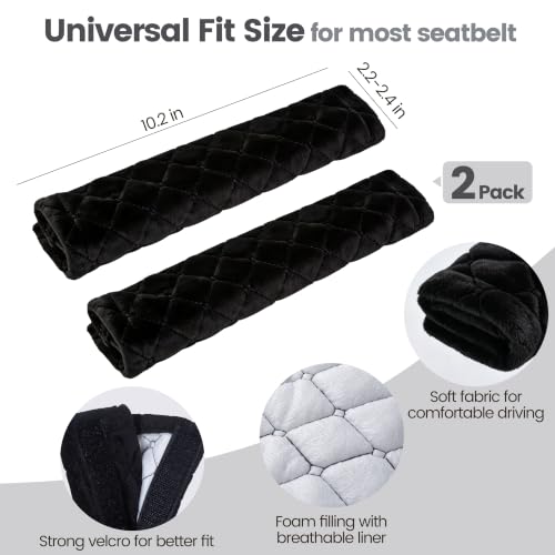 Amooca Soft Auto Seat Belt Cover Seatbelt Shoulder Pad 2 PCS for a More Comfortable Driving Compatible with All Cars and Backpack Black - color: B: Black