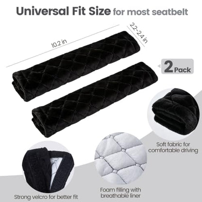 Amooca Soft Auto Seat Belt Cover Seatbelt Shoulder Pad 2 PCS for a More Comfortable Driving Compatible with All Cars and Backpack Black - color: B: Black