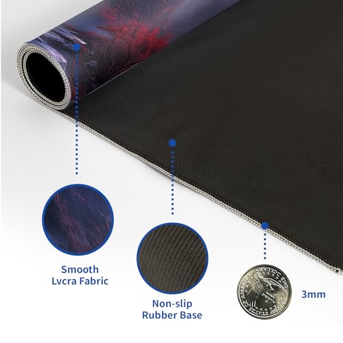 Darkness Red Moon Mouse Pad Abstract Red Mouse Pad 31.5x11.8 Inch Texture Non-Slip Rubber Base Large Mousepad Stitched Edges Keyboard Mouse Mat Desk Pad for Office and Home (Darkness 2) - color: Darkness Red Moon 2