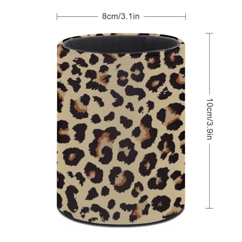 Leopard Print Pen Holder Pencil Cup for Desk Organizer | Cute Makeup Brush Holder PU Multifunctional Office Suppliesfor Decor Home Classroom School - color: Leopard Print