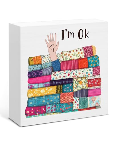 Funny Sewing Decor Wooden Sign - Sewing Gifts for Quilters Craft Lover, Christmas Birthday Gifts for Women Mom Grandma, I'm Ok Home Table Desk Decor - color: Ok
