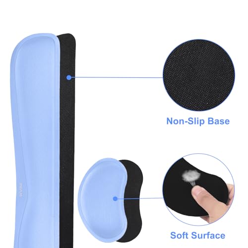 MOSISO Keyboard Mouse Pad Set, Gaming Mouse Pad&Keyboard Wrist Rest&Wrist Rest, Ergonomic Wristrests with Memory Foam Home Office Easy Typing Cushion Non-Slip Mousepad, Air Blue - color: Air Blue