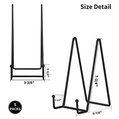 IBosins 5 Pack 8 Inch Plate Holder Display Stands, Large Metal Black Frame Stand for Picture, Book, Photo Easel, Creation, Collectibles - color: Black, size: 8 Inch