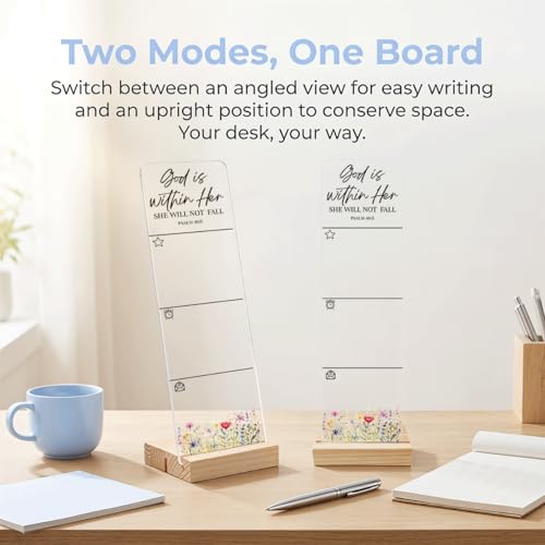 Sticky Notes Monitor Memo Board with Removable Wooden Base God is Within Her She Will Not Fall Portable Acrylic Sticky Note Holder Message Board Sign Bonus 200 Sheets Sticky Notes Office Desk - color: Fall